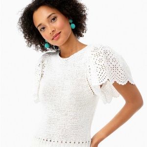 Rebecca Taylor Eyelet Sleeve Sweater
